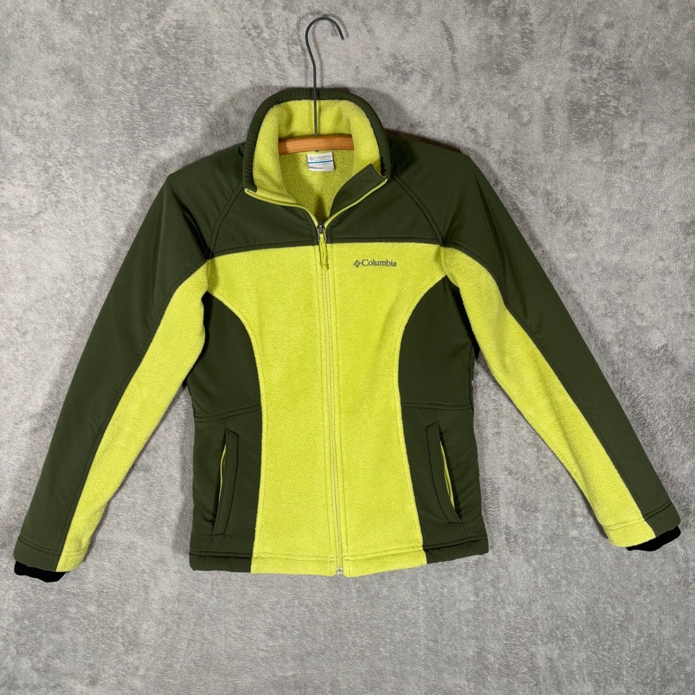 Columbia Womens Full Zip Fleece Softshell Jacket Olive Lime Green WL6670 Medium
